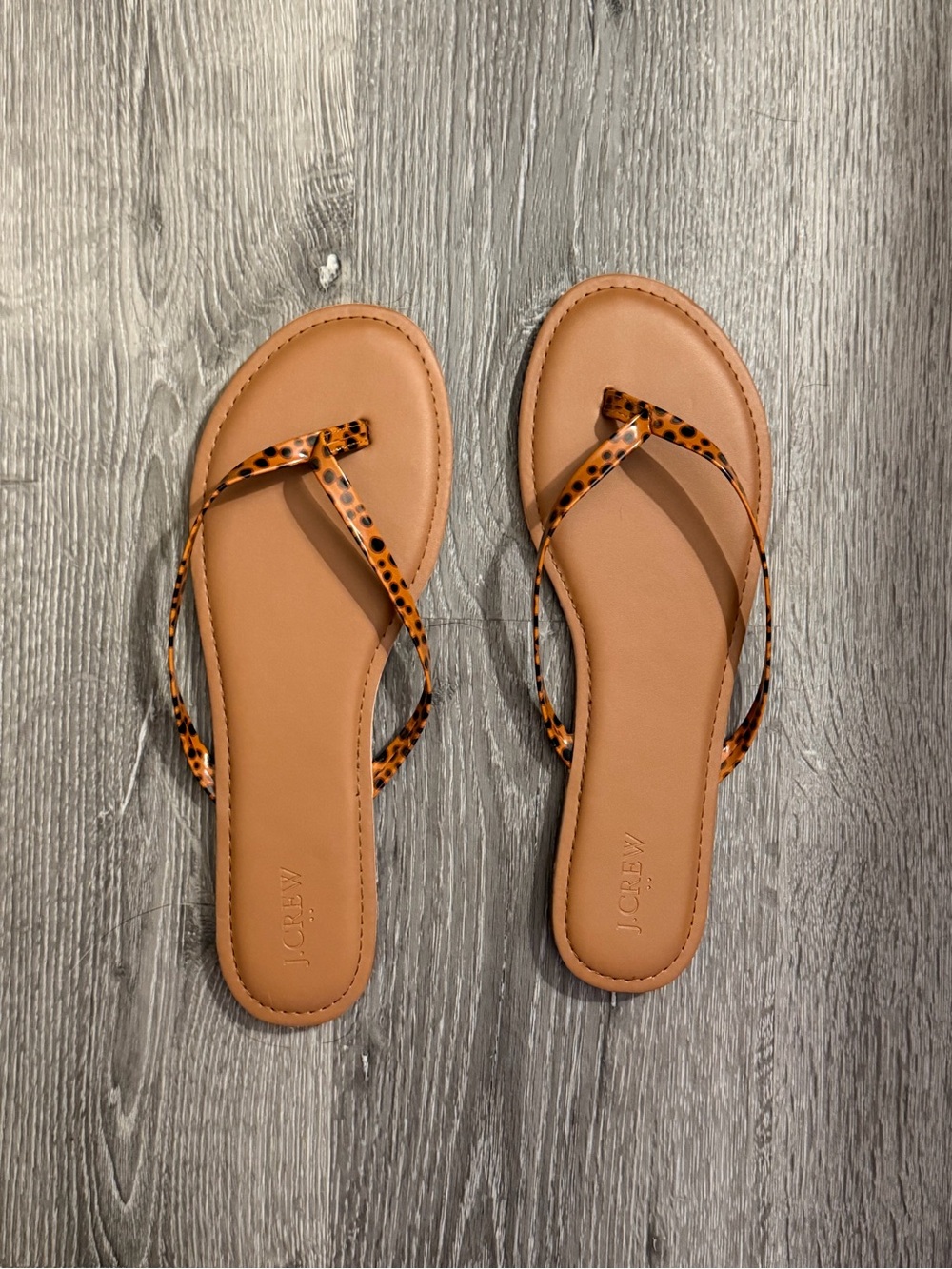 J. Crew Tan Footbed Sandals with Tortoiseshell Straps
